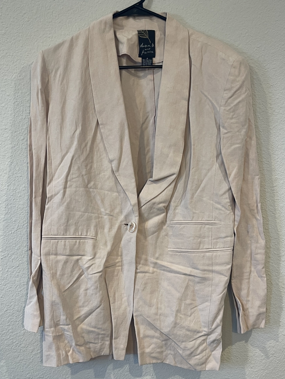 Dana B And Karen‎ Womens Vintage Pale Pink Silk Linen Blend Blazer Jacket Size 4